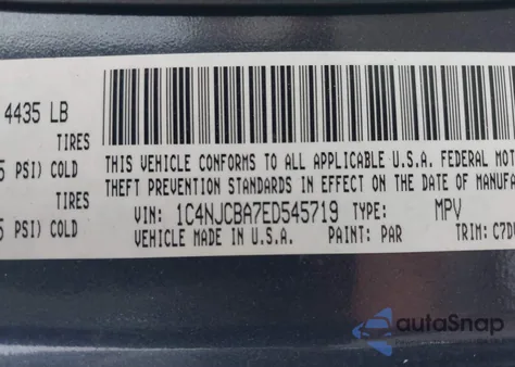 2014 Jeep Compass Sport from USA, damaged, VIN 1C4NJCBA7ED545719
